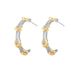 Love Knot C Shaped Earrings Gold And Silver Contrast Winding Temperament Simple Ins Inlaid Zirconium Earrings High End Niche Female Earrings_ipsvogv.com