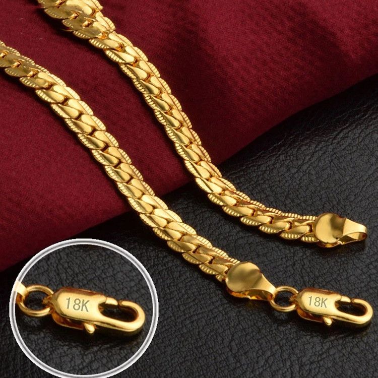 Hot Sales 20-60CM Wholesale Gold Sterg Sier 5MM Full Sideways Chain Necklace For Women Man Fashion Wedding Party Jewelry_ipsvogv.com