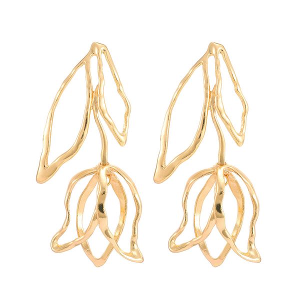Fashion geometric metal shiny leaf personality earrings female net celebrity temperament all match high end earrings_ipsvogv.com