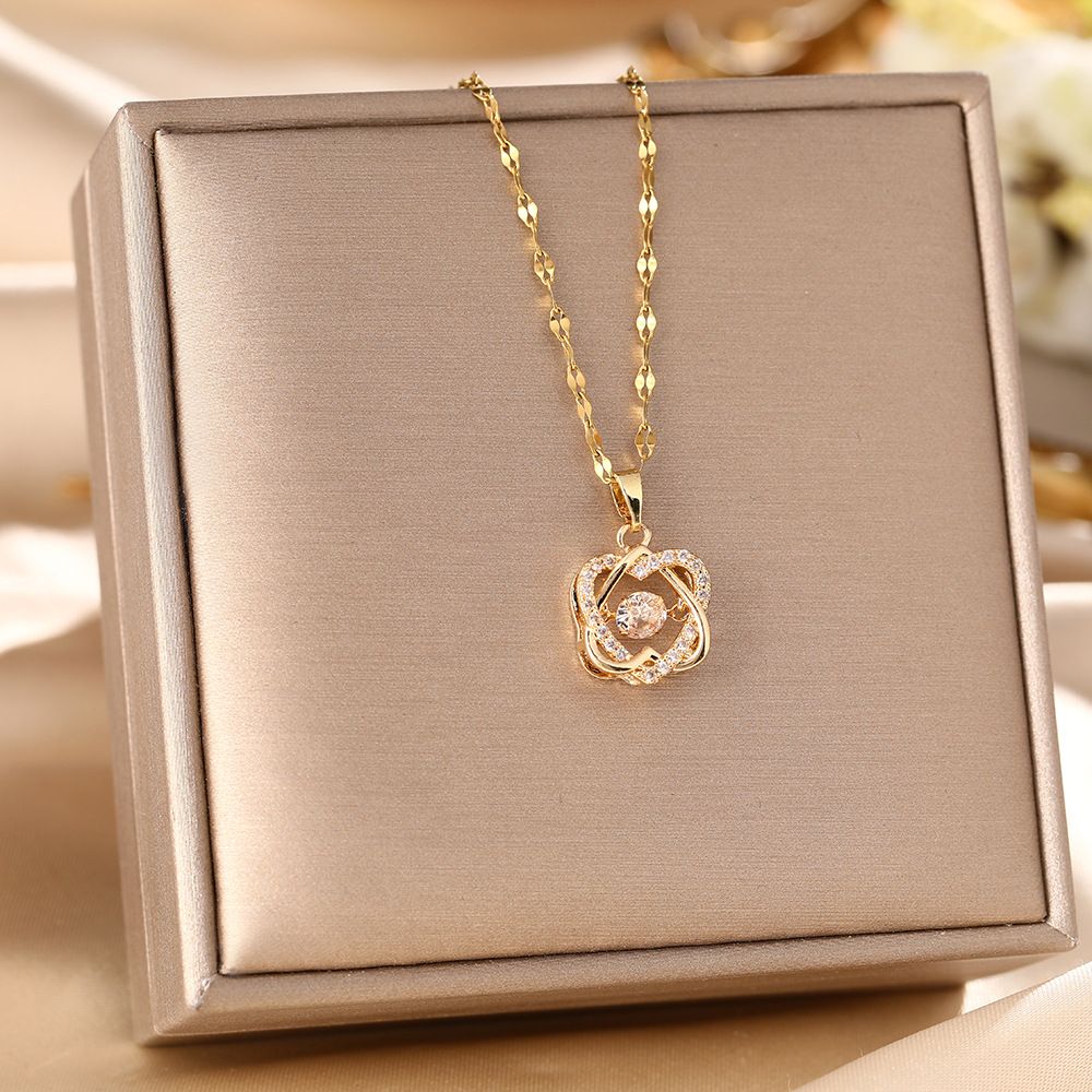 Cross Mirror Dynamic Double Titanium Steel Necklace With Female Personality And Pulsating Heart Pendant, High-end_ipsvogv.com