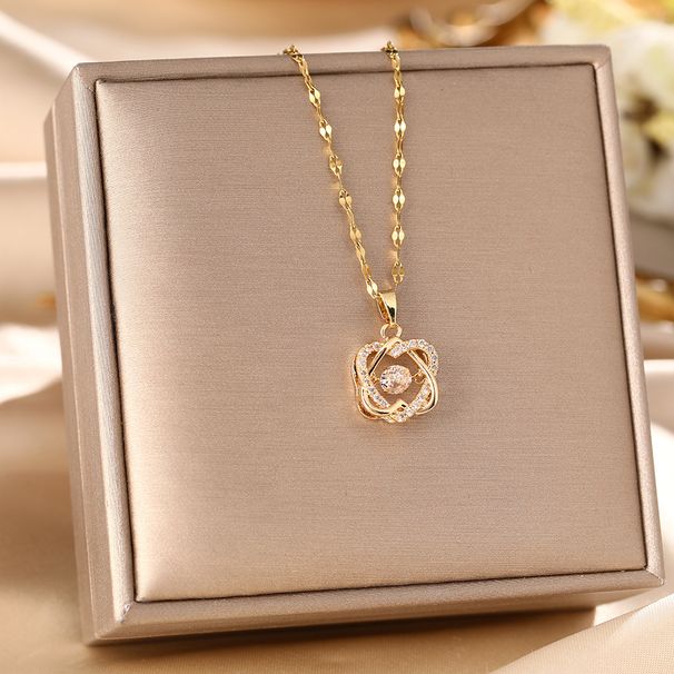 Cross Mirror Dynamic Double Titanium Steel Necklace With Female Personality And Pulsating Heart Pendant, High-end_ipsvogv.com