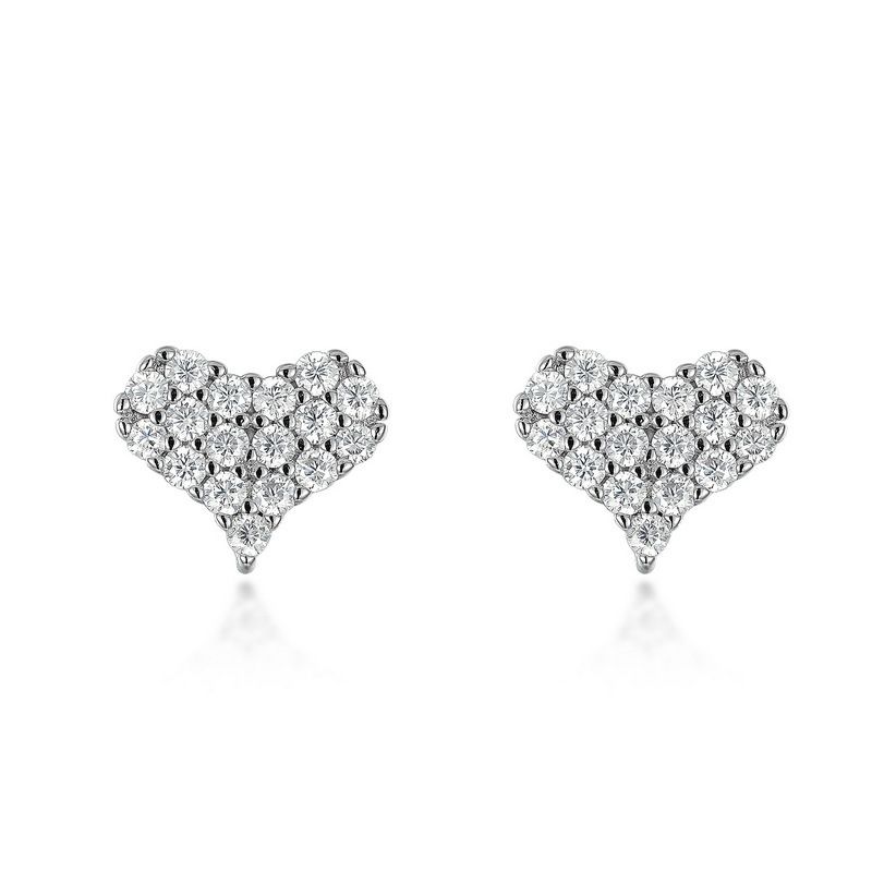 Love Full Inlaid Bright Moissanite Earrings S925 Silver Inlaid Colored Gemstone Earrings Light Luxury All Match_ipsvogv.com