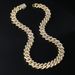 Hip Hop Full Diamond Spring Buckle 15mm Cuban Chain Necklace Personalized Street Dance Motorcycle Men's Cool Accessories_ipsvogv.com