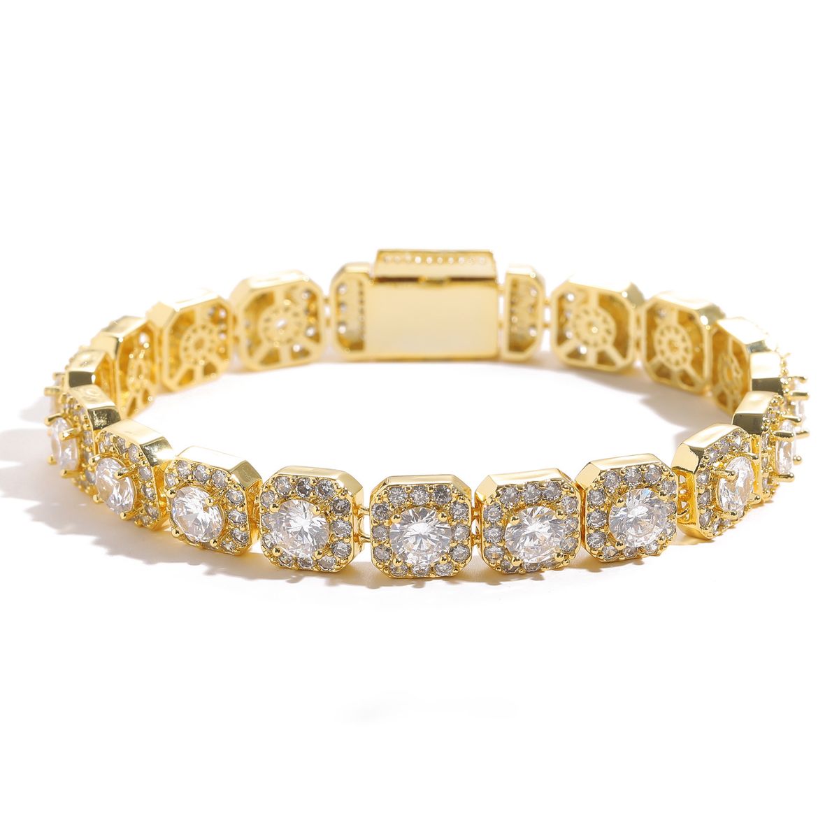 Unisex Bracelet 10mm Wide Rock Sugar Chain Zircon Bracelet Flip Cover Trendy Men's Bracelet Fashion Accessories_ipsvogv.com