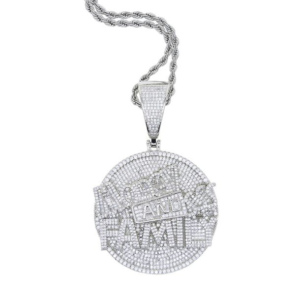 Men's Hip Hop Cuban Link Chain Set With Round Pendant & Eye Design - Iced Out Zirconia Letter Necklace For Streetwear Fashion_ipsvogv.com