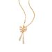 Cat's Eye Bow Tassel Titanium Steel Necklace High end Light Luxury Micro Zirconium Embedding 2023 Summer New Style with_ipsvogv.com
