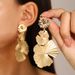 exaggerated leaves flower earrings women's retro fashion long alloy flower earrings_ipsvogv.com