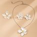 Women's Jewelry Set Fashion Curled Five Leaf Flower Stamen Snake Chain Set Necklace Small Fresh Copper Chain Alloy Clavicle Chain_ipsvogv.com