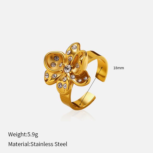 Women’s Jewelry Set Fashion Stainless Steel Ring Versatile Flower Geometric Gold Plated Stainless Steel Ring Ring_ipsvogv.com