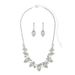 Silver Pearl & Diamond Bridal Jewelry Set - Necklace & Earrings (Elegant Ladies Celebration Accessories, Full Diamond Inlay)_ipsvogv.com