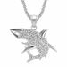 Hip Hop Jewelry Titanium Steel Gold-Plated Diamond-Studded White Shark Pendant Necklace_ipsvogv.com