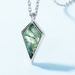 Natural geometric green moss stone necklace S925 silver package inlaid water grass agate clavicle chain versatile_ipsvogv.com