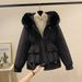 Women's Clothing Horn button parka women's autumn and winter new slim down cotton jacket fashionable plus velvet thick fur coat_ipsvogv.com