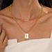 Double Layer Geometric Square Shell Necklace - Stainless Steel Fashion Jewelry For Women_ipsvogv.com