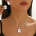Water Drop Shaped Jewelry Two-Piece Set Necklace Earrings Square Pendant_ipsvogv.com