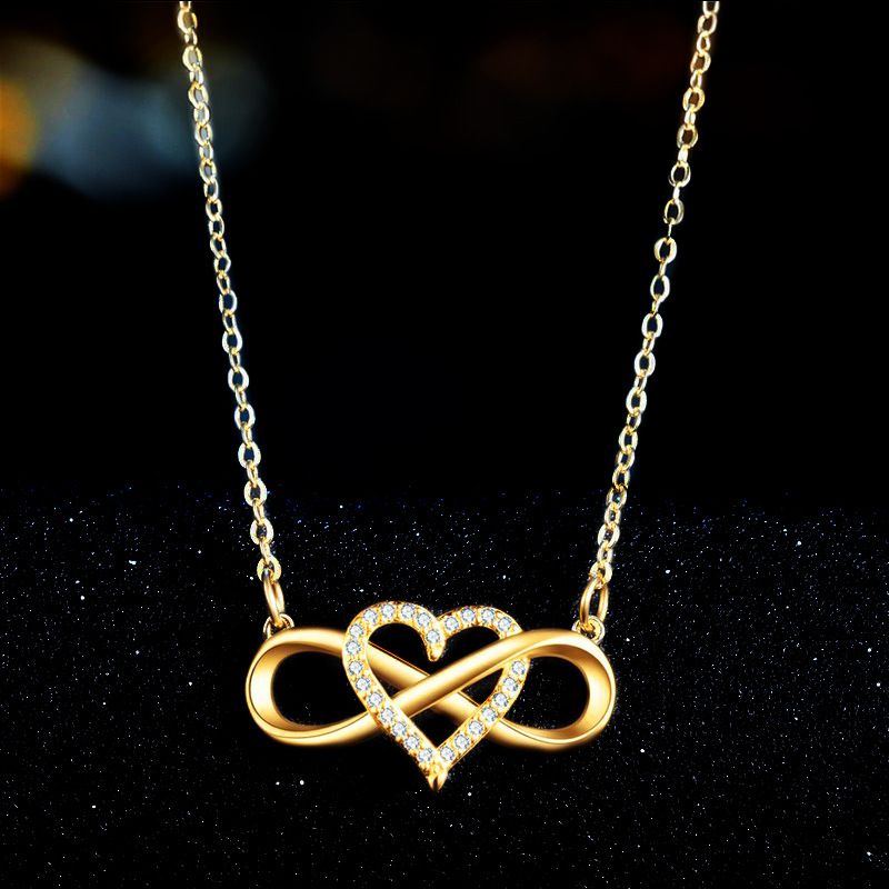 Romantic Fashion Silver Gold Color Infinity Forever Love Necklace Cz Happiness Heart Pendant Necklace For Women Gift Jewelry_ipsvogv.com