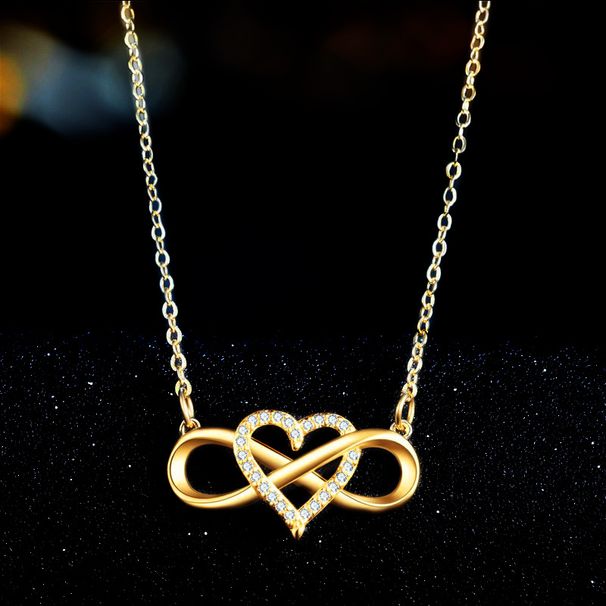 Romantic Fashion Silver Gold Color Infinity Forever Love Necklace Cz Happiness Heart Pendant Necklace For Women Gift Jewelry_ipsvogv.com