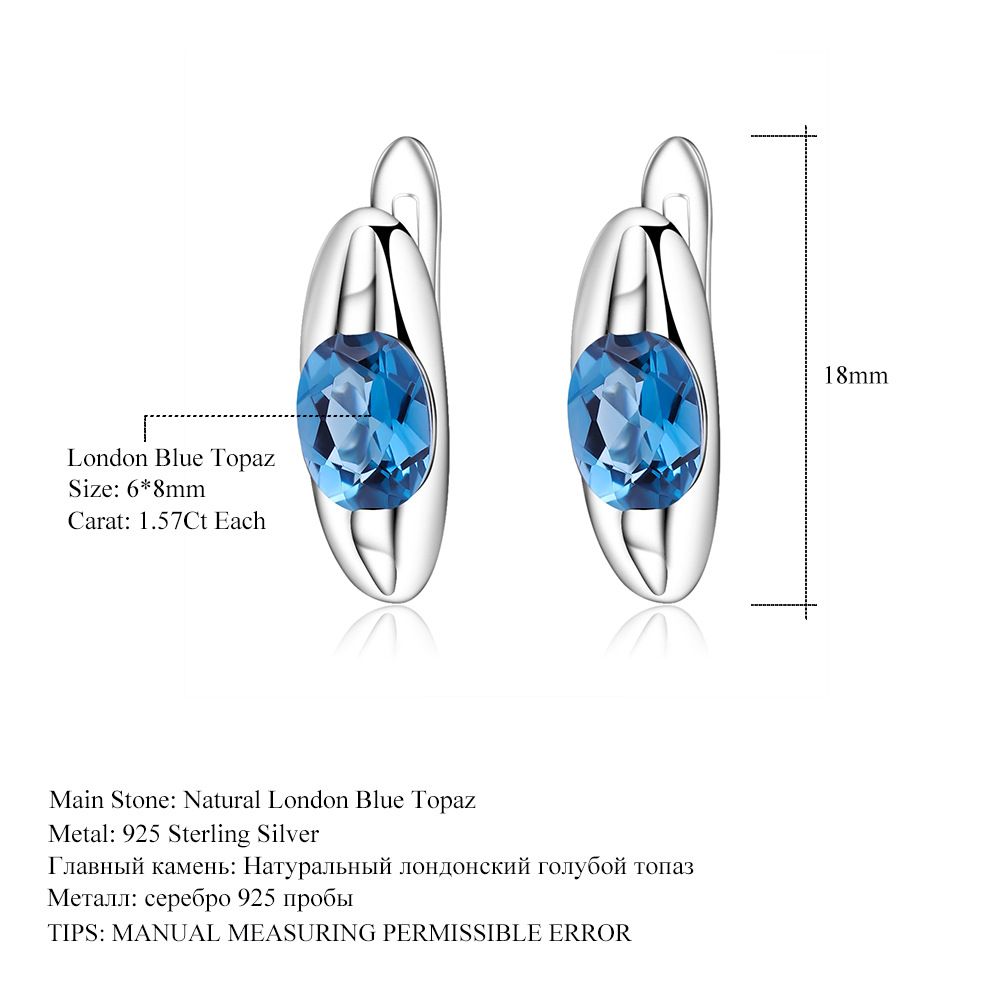 Fashion Natural Stone Earrings Earrings Simple Personality S925 Silver Earrings Colored Gemstone Topaz Earrings_ipsvogv.com