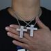 Men's Fashion Cross Pendant Necklace With Love Heart & Zircon, 61cm Silver Chain, Trendy Hip Hop Jewelry Cross Love Zircon Pendant Fashion Necklace_ipsvogv.com