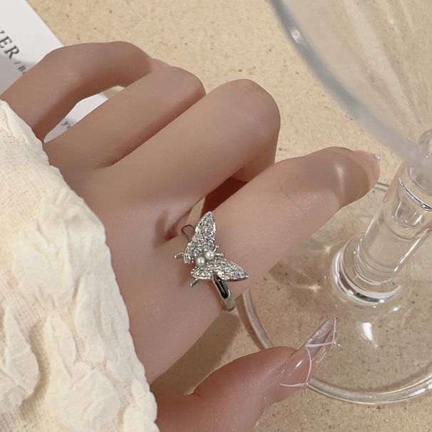 Light Luxury High-end Zircon Love Bow Series Ins Style Niche Design Personalized Open Index Finger Ring_ipsvogv.com