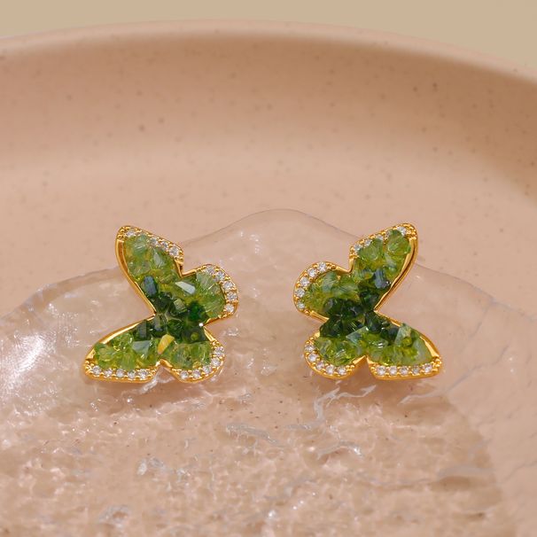 Women's Jewelry Fresh And Sweet Forest Butterfly Fairy Gradient Crystal Earrings Super Flash High Grade Green Earrings_ipsvogv.com