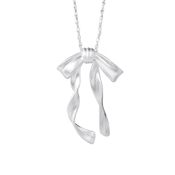 Sterling Silver Ribbon Bow Necklace For Women Korean INS Blogger Light Luxury Sweet Socialite Style Elegant Collarbone_ipsvogv.com