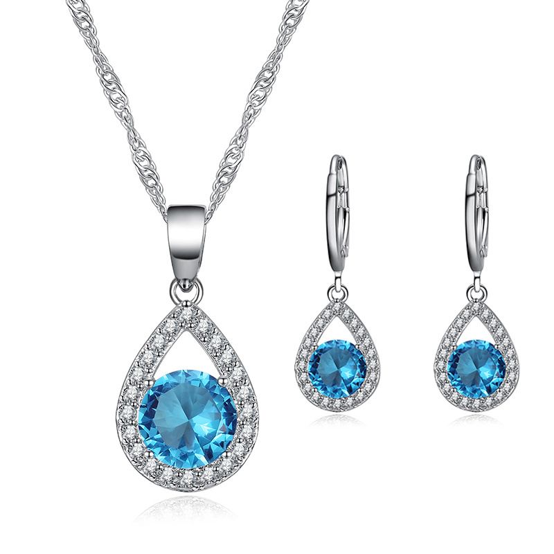 Women's Jewelry Set Angel's Tears Water Drop Necklace Earrings Literary Women's Zircon Jewelry Set_ipsvogv.com