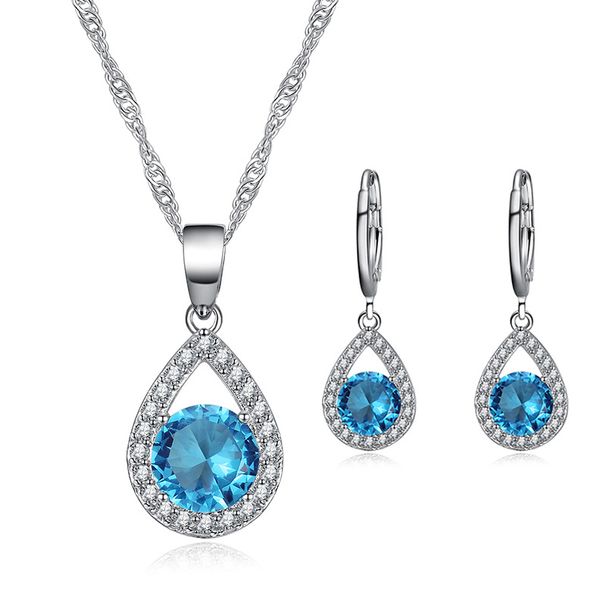 Women's Jewelry Set Angel's Tears Water Drop Necklace Earrings Literary Women's Zircon Jewelry Set_ipsvogv.com