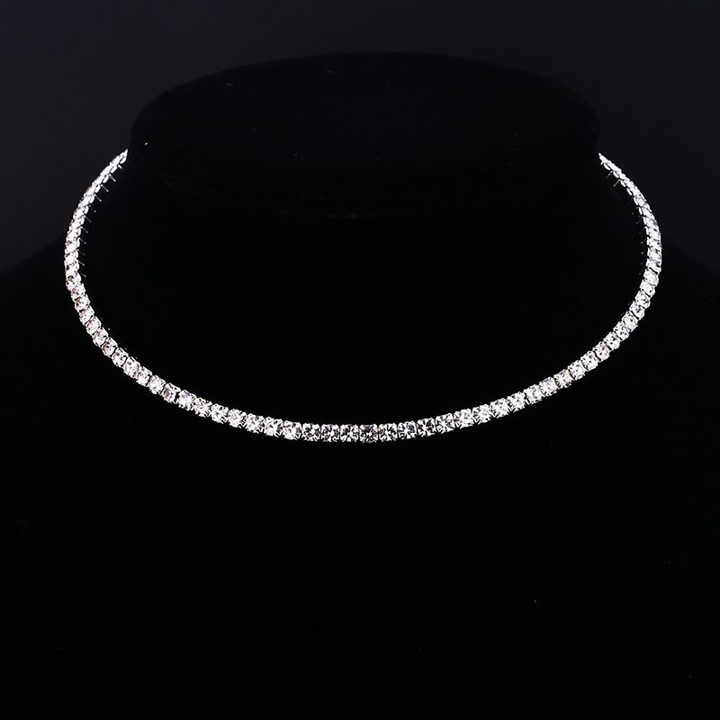 Korean fashion jewelry full diamond rhinestone multi layer multi row necklace bridal crystal necklace short necklace_ipsvogv.com