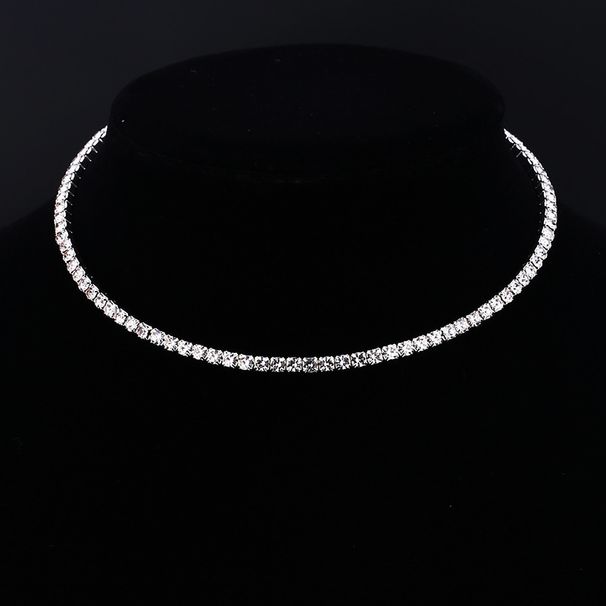 Korean fashion jewelry full diamond rhinestone multi layer multi row necklace bridal crystal necklace short necklace_ipsvogv.com