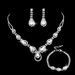 Bridal Jewelry Set - Necklace, Earrings & Bracelet In Electroplated Silver (3-Piece Copper Claw Chain Wedding Set)_ipsvogv.com
