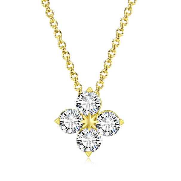 Unisex zircon four leaf clover pendant necklace female fashion simple crystal clavicle chain jewelry_ipsvogv.com