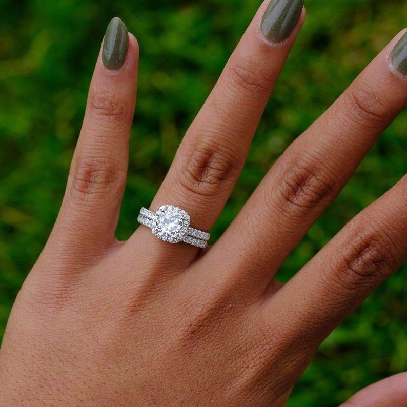 Mozambique Diamond One Carat Couple Women's Pure Silver Matching Ring, Gold Proposal, Wedding, Birthday Gift_ipsvogv.com