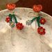 Unisex Red Flower Beaded Earrings New Hot Style Crystal Love Internet Celebrity Unique Bow New Year Earrings For Women_ipsvogv.com