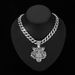 Alloy three dimensional full diamond tiger pendant Cuban necklace men's hip hop cool niche tiger jewelry_ipsvogv.com