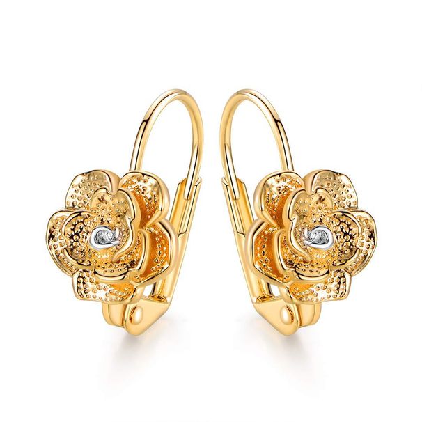 Women’s Jewelry Set Fashion Hot Sale Real Gold Brass Electroplating Exquisite Heavy Workmanship Light Luxury Style Flower Earrings Earrings_ipsvogv.com