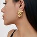 French Style Copper Gold-Plated Irregular Flower For Women, Niche Exaggerated Metal Texture Minimalist Earrings_ipsvogv.com