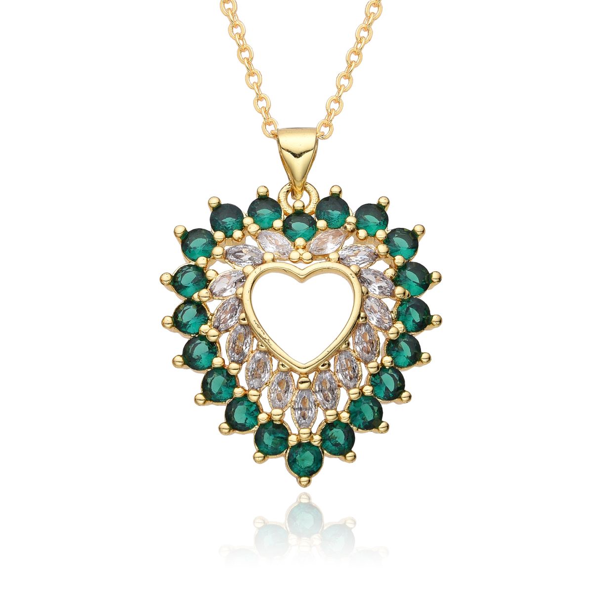 New Simple Hollow Love Clavicle Chain Peach Heart Necklace Female Copper Plated Real Gold Zircon Necklace_ipsvogv.com