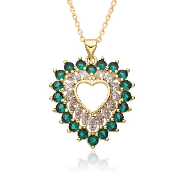 New Simple Hollow Love Clavicle Chain Peach Heart Necklace Female Copper Plated Real Gold Zircon Necklace_ipsvogv.com