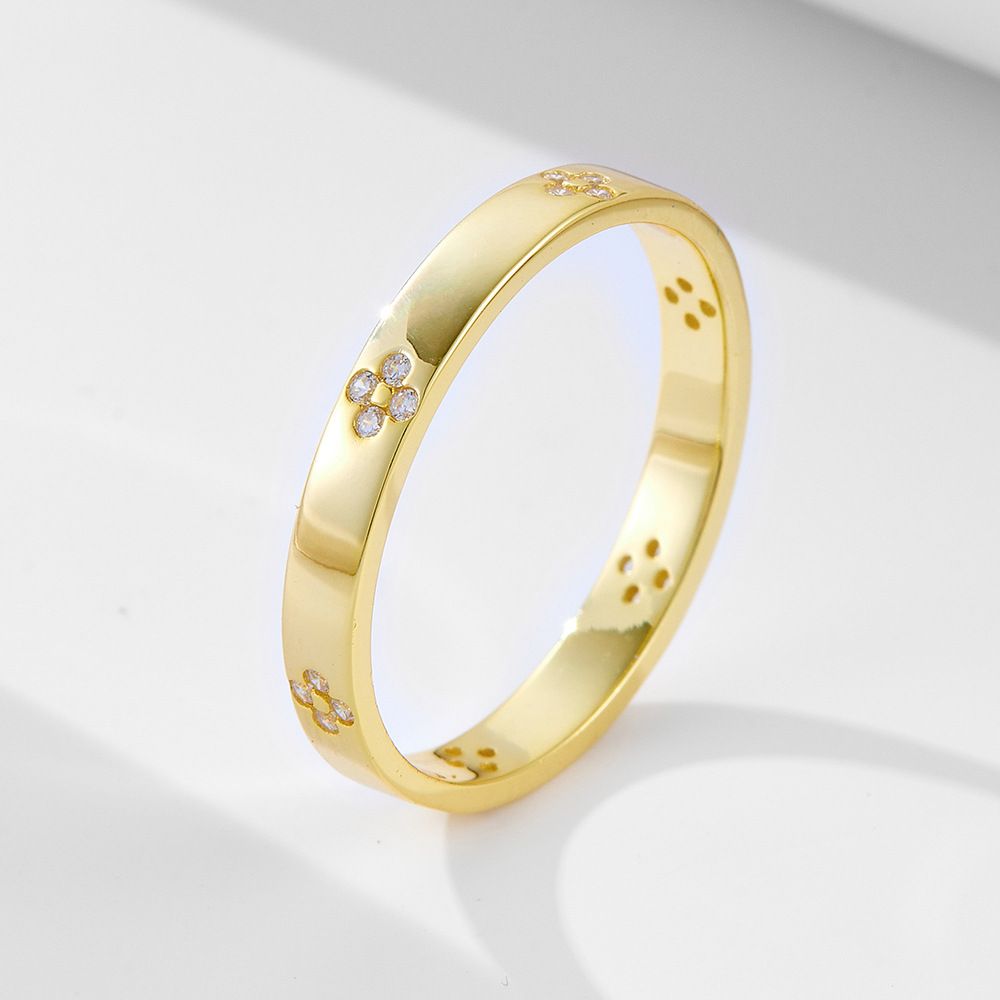 Women's Jewelry High Grade Four Leaf Clover Sterling Silver Ring Light Luxury Ins Style Niche Design Simple Diamond Ring Bracelet_ipsvogv.com