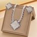 Women’s Jewelry Set Fashion Jewelry Set Luxury Sparkling Rhinestone Necklace Earring Set Fashion Fan Shaped Tassel Jewelry For Women_ipsvogv.com