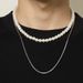 Hip-Hop Geometric Iron Pearl Chain Men'S Layered Necklaces_ipsvogv.com