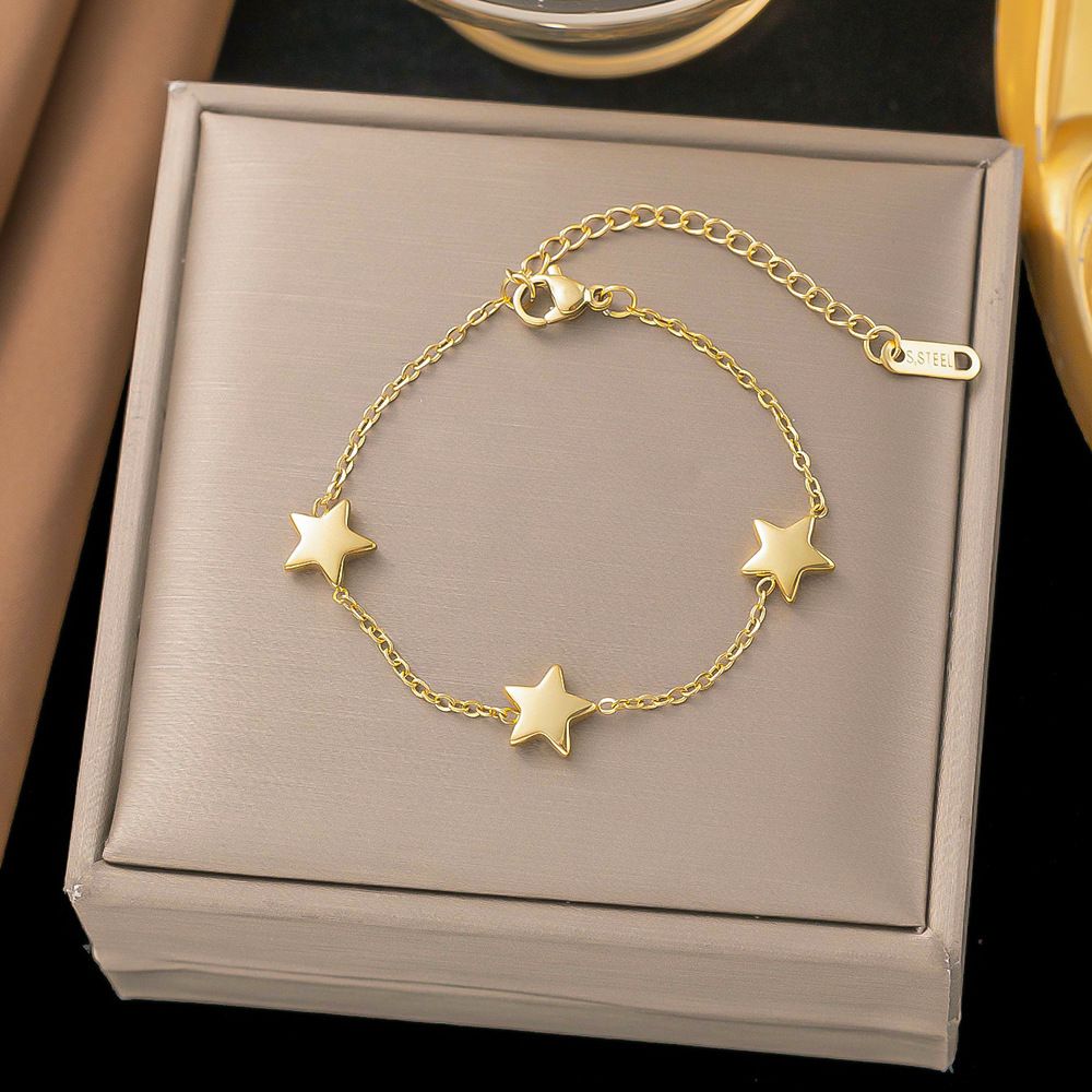 Fashionable Niche Geometric Titanium Steel Necklace With Versatile Design And Floral Star Tassel Collarbone Chain_ipsvogv.com