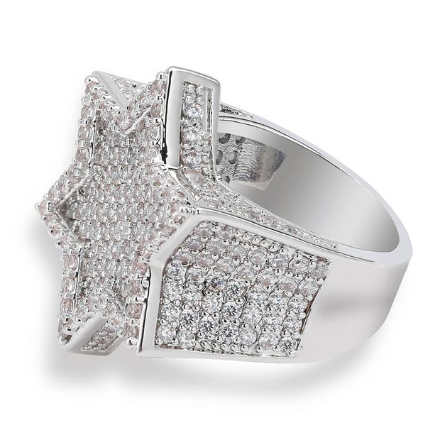 Five Pointed Star Three Dimensional Ring New Upgraded White Copper Hip Hop Trendy Brand Ring Accessories_ipsvogv.com