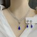 Wedding Zircon Droplet Pendant Bride's Water Diamond Silver Plated Wedding Accessory Necklace, Earring Set, Collarbone_ipsvogv.com