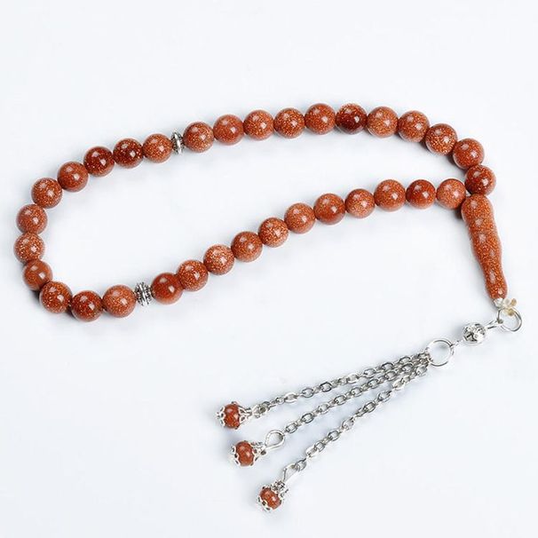 33 10mm Exquisite Gold Sand Stone Muslim Bracelet Islamic Prayer Beads Handmade Original Design_ipsvogv.com