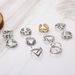 Hot Selling Personalized Leaf, Star, Moon Ring, Fashionable Monochrome Opening, Double-layer, 10 Piece Set Of Rings_ipsvogv.com