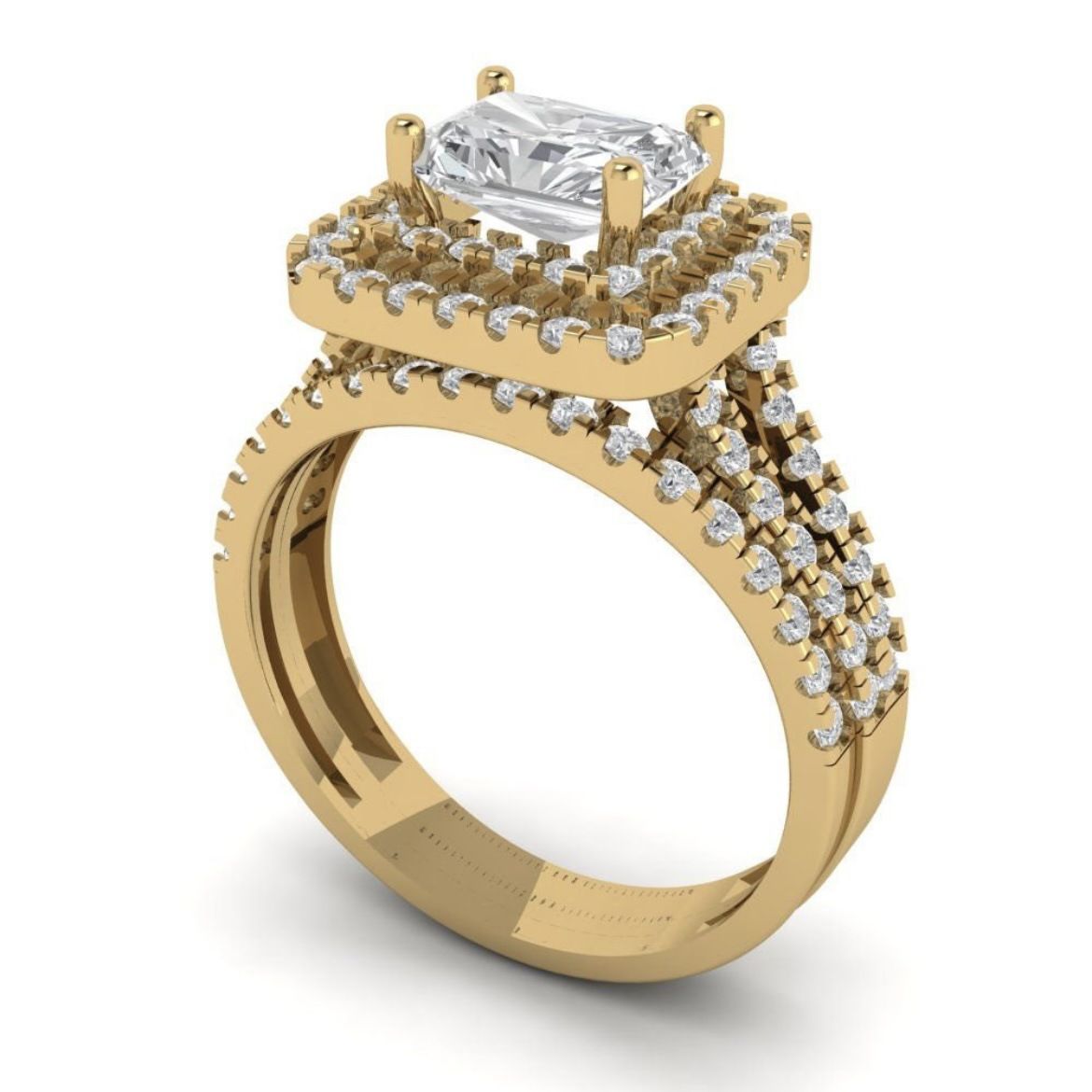 Sanjie Geometric Light Classic Instagram Women's Luxury Fashion Full Diamond Princess Square Proposal Ring_ipsvogv.com