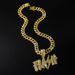 Hip hop full diamond new letter pendant pendant, trendy personality street dance versatile Cuban chain necklace_ipsvogv.com