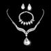Women's Wedding Jewelry Set - Elegant Zircon Clavicle Necklace & Earrings Bracelet (Bridal, Evening Party, 16-18 Inch Chain, Luxury Gift Box)_ipsvogv.com